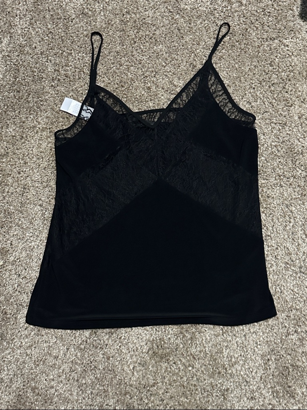 White House Black Market Black Lace-Trim Camisole